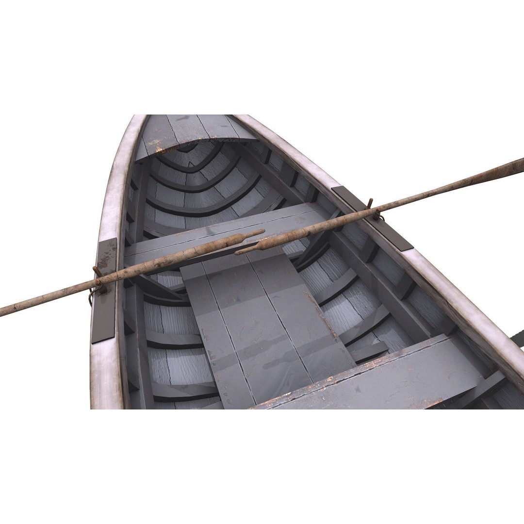 Old Wooden Motorboat 3D Model – Low Poly PBR Game Asset, FBX, OBJ - View 15