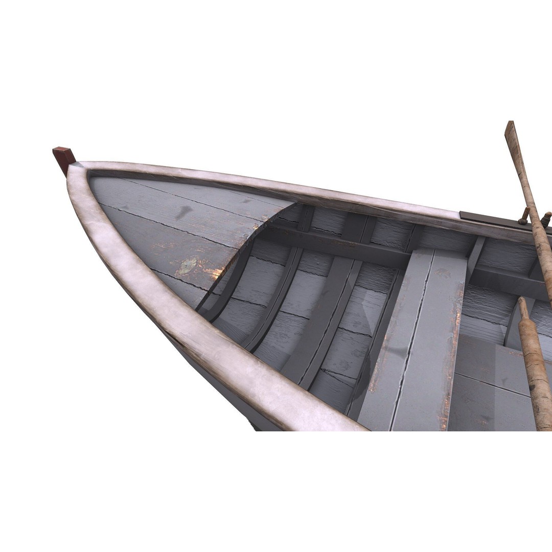Old Wooden Motorboat 3D Model – Low Poly PBR Game Asset, FBX, OBJ - View 16