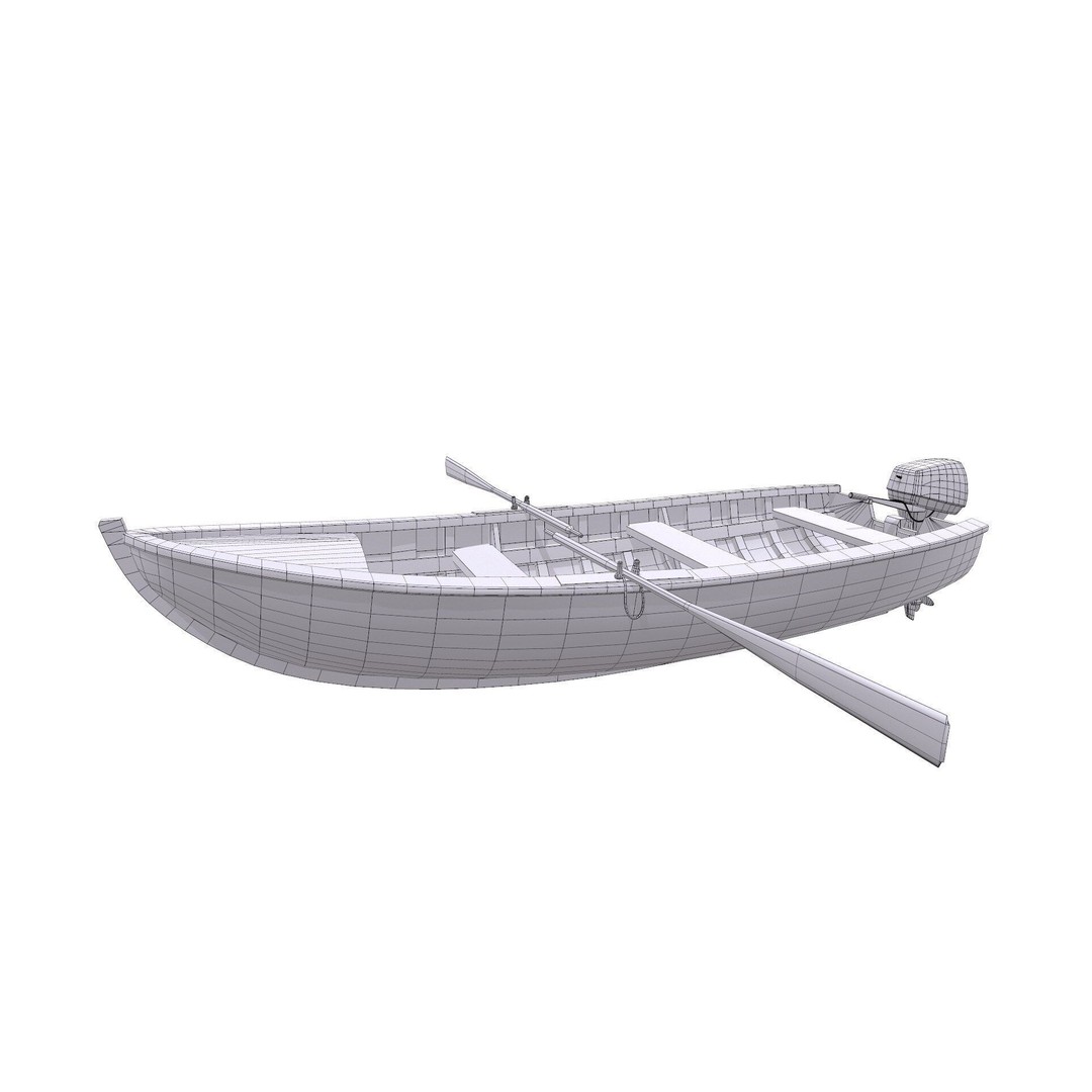 Old Wooden Motorboat 3D Model – Low Poly PBR Game Asset, FBX, OBJ - View 19