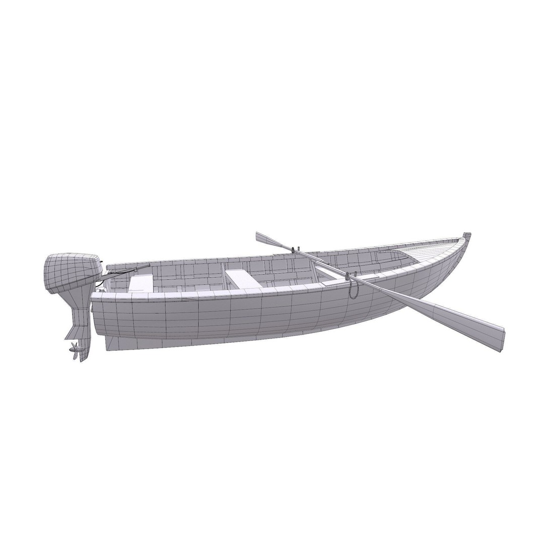 Old Wooden Motorboat 3D Model – Low Poly PBR Game Asset, FBX, OBJ - View 20