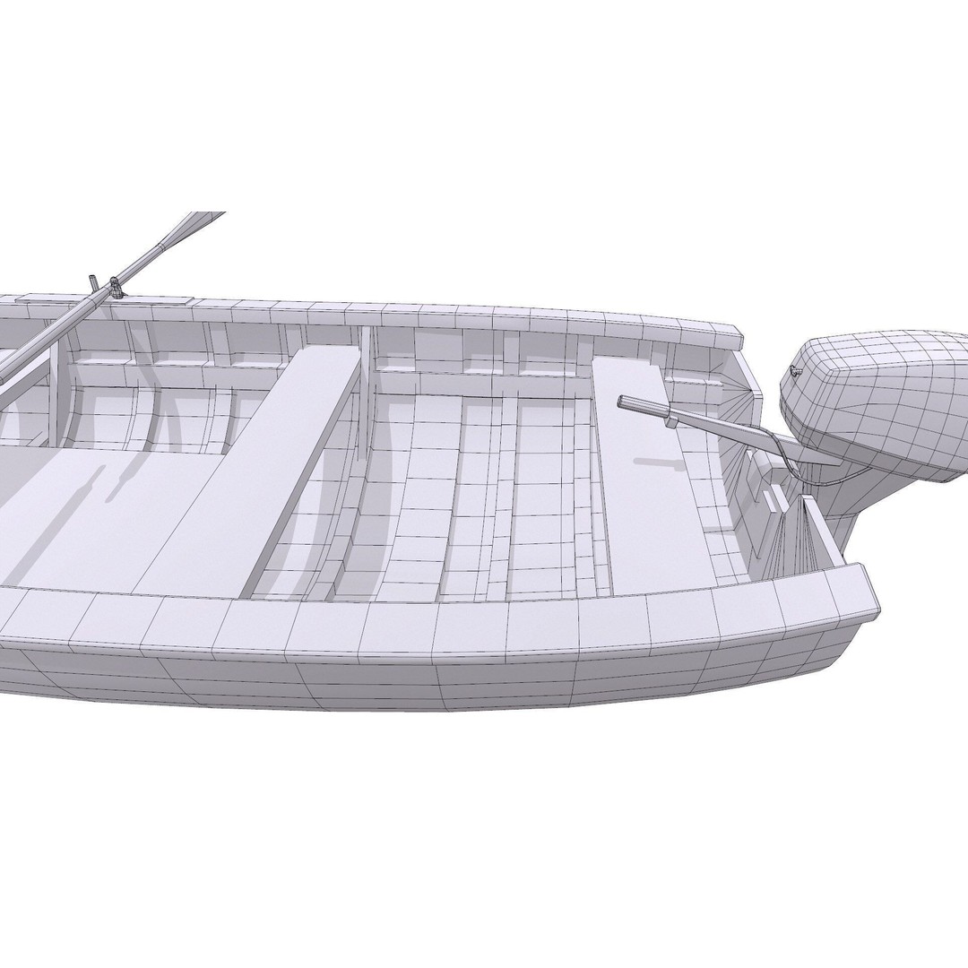 Old Wooden Motorboat 3D Model – Low Poly PBR Game Asset, FBX, OBJ - View 23