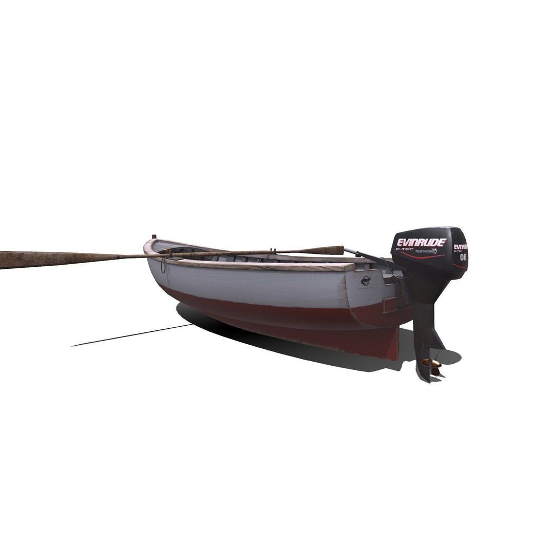 Old Wooden Motorboat 3D Model – Low Poly PBR Game Asset, FBX, OBJ - View 7
