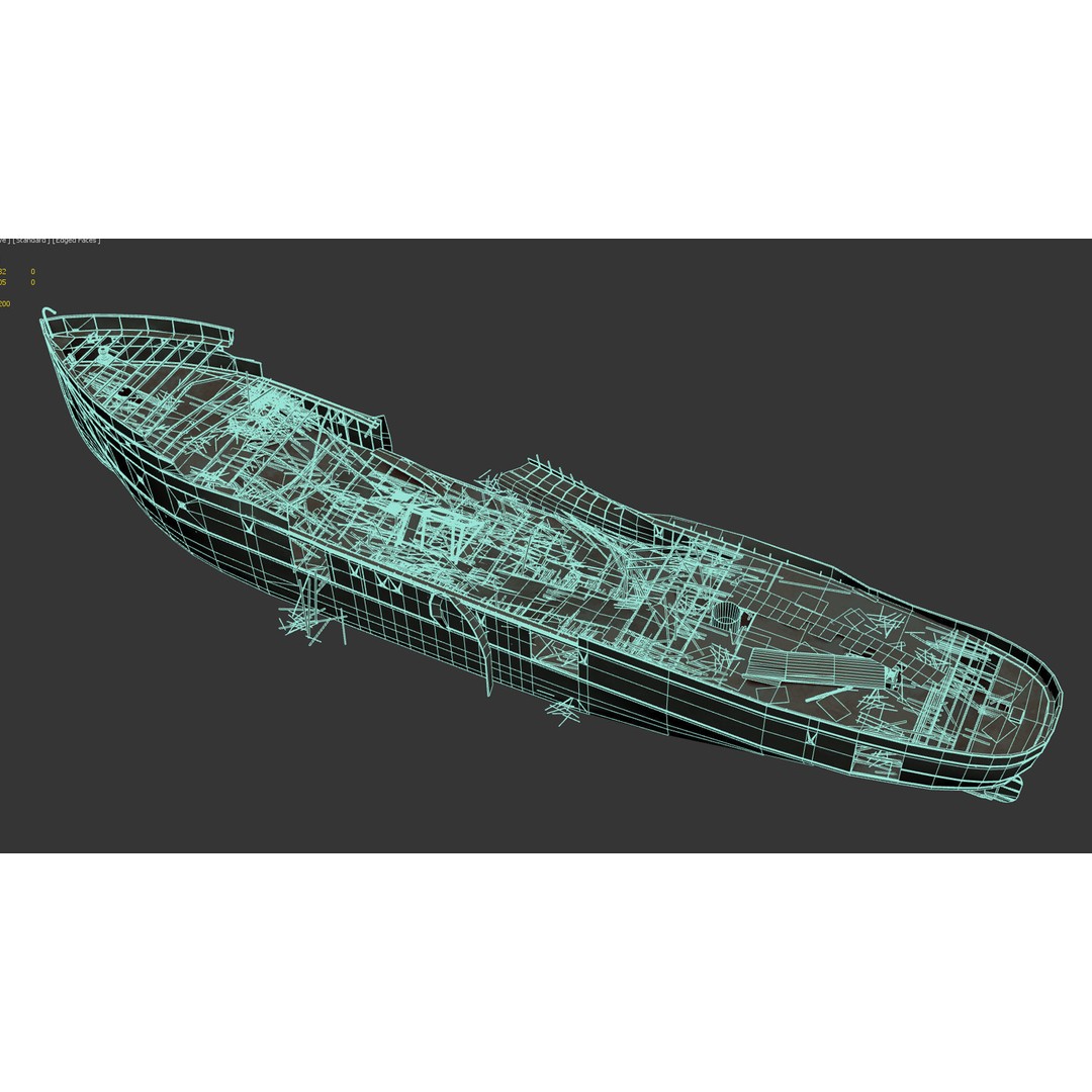 Wisconsin Shipwreck Steamer 3D Model – Historic Watercraft, FBX - View 16