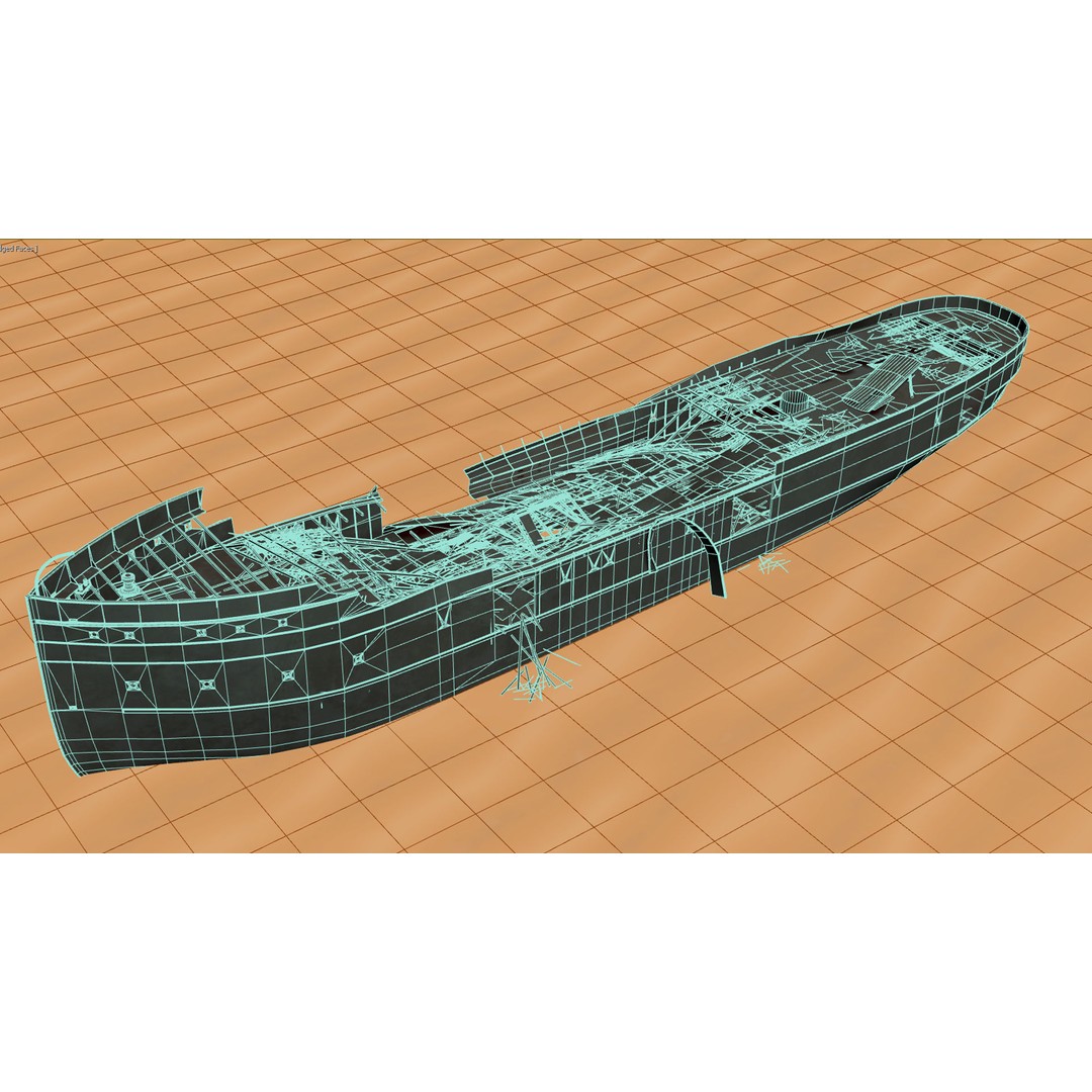Wisconsin Shipwreck Steamer 3D Model – Historic Watercraft, FBX - View 17
