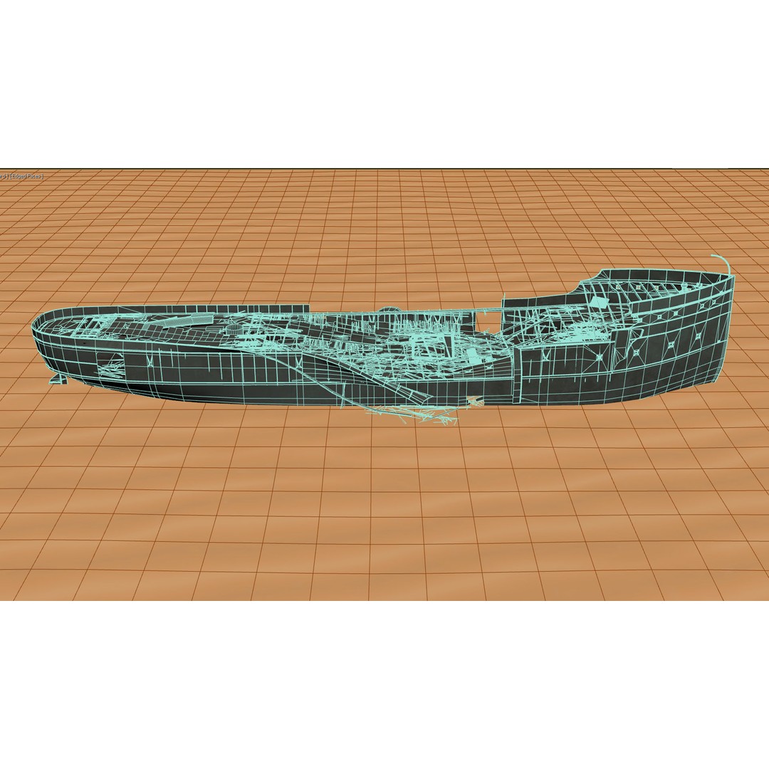 Wisconsin Shipwreck Steamer 3D Model – Historic Watercraft, FBX - View 19