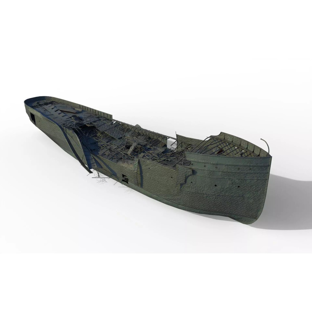Wisconsin Shipwreck Steamer 3D Model – Historic Watercraft, FBX - View 2