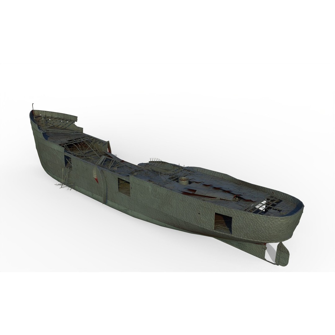 Wisconsin Shipwreck Steamer 3D Model – Historic Watercraft, FBX - View 5