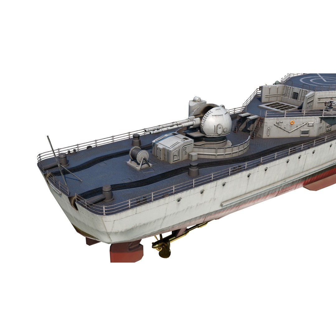 Hangzhou DDG136 3D Model – Low Poly Military Watercraft, FBX - View 13