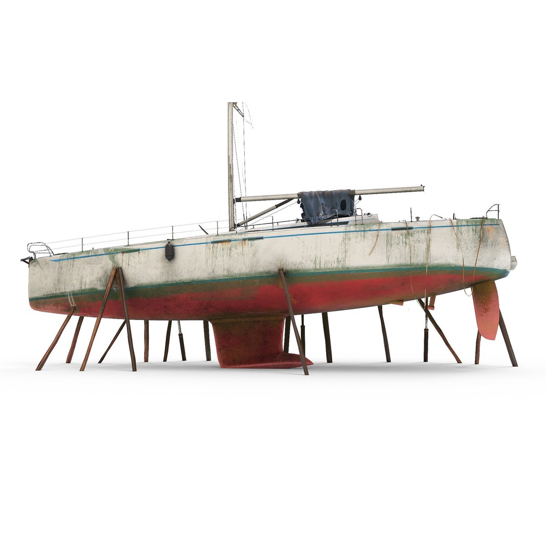Abandoned Boat 3D Model – Realistic Wreck for Game Assets, FBX - View 11