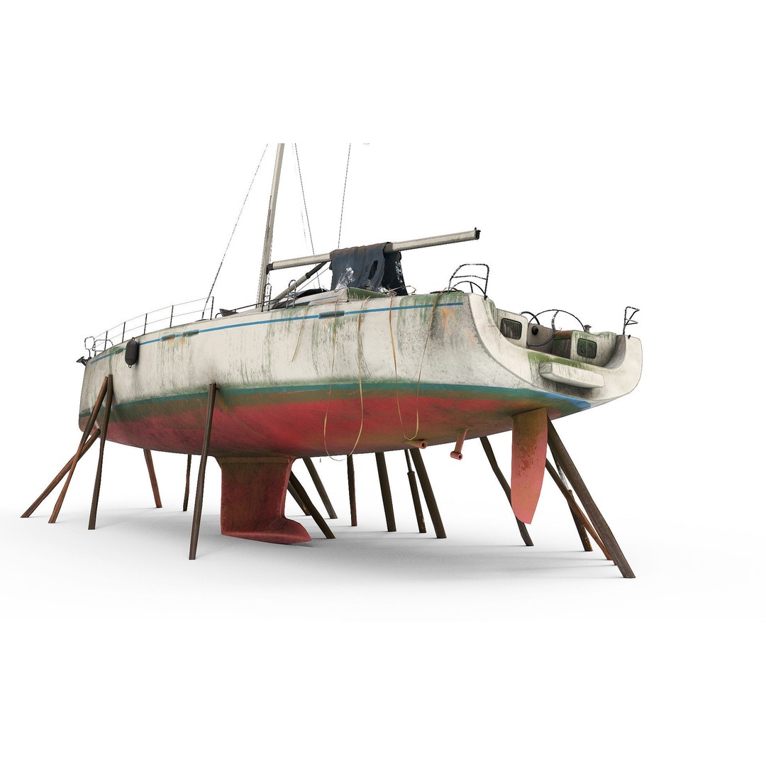 Abandoned Boat 3D Model – Realistic Wreck for Game Assets, FBX - View 12