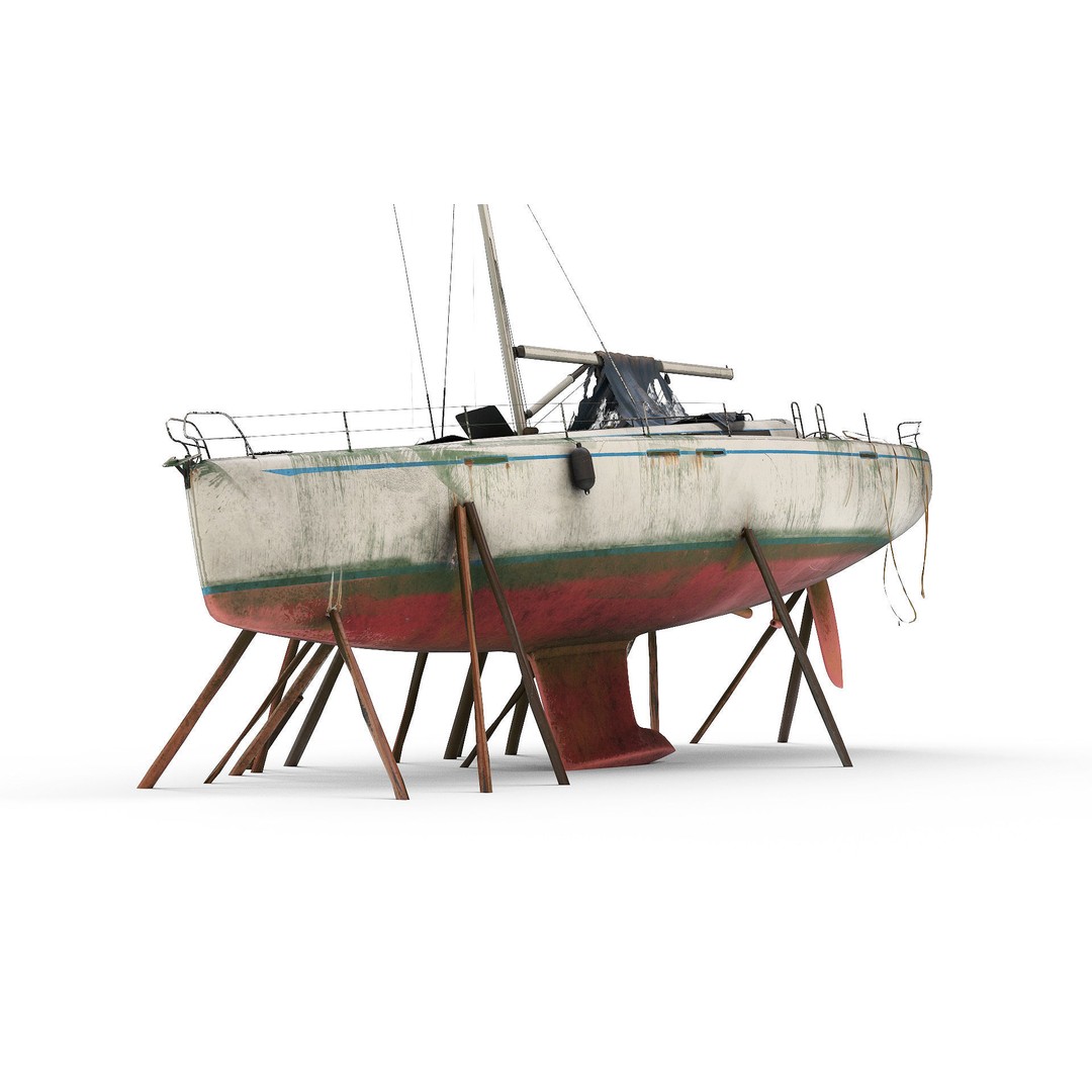 Abandoned Boat 3D Model – Realistic Wreck for Game Assets, FBX - View 5