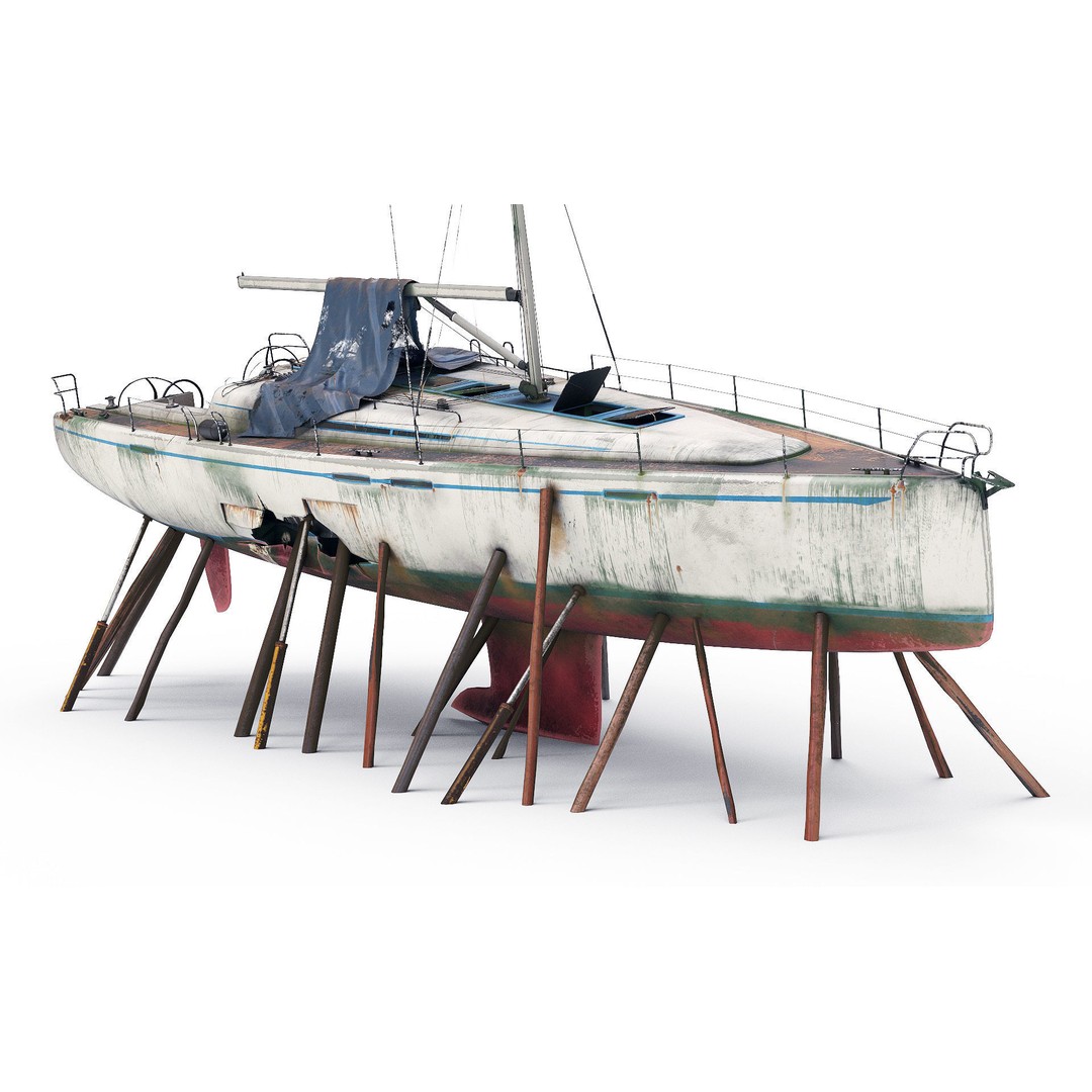 Abandoned Boat 3D Model – Realistic Wreck for Game Assets, FBX - View 7