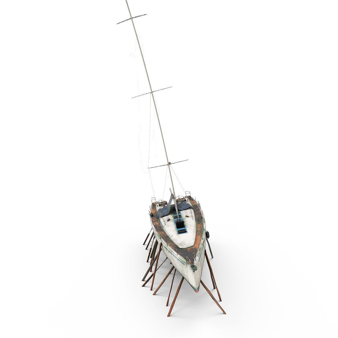 Abandoned Boat 3D Model – Realistic Wreck for Game Assets, FBX - View 8