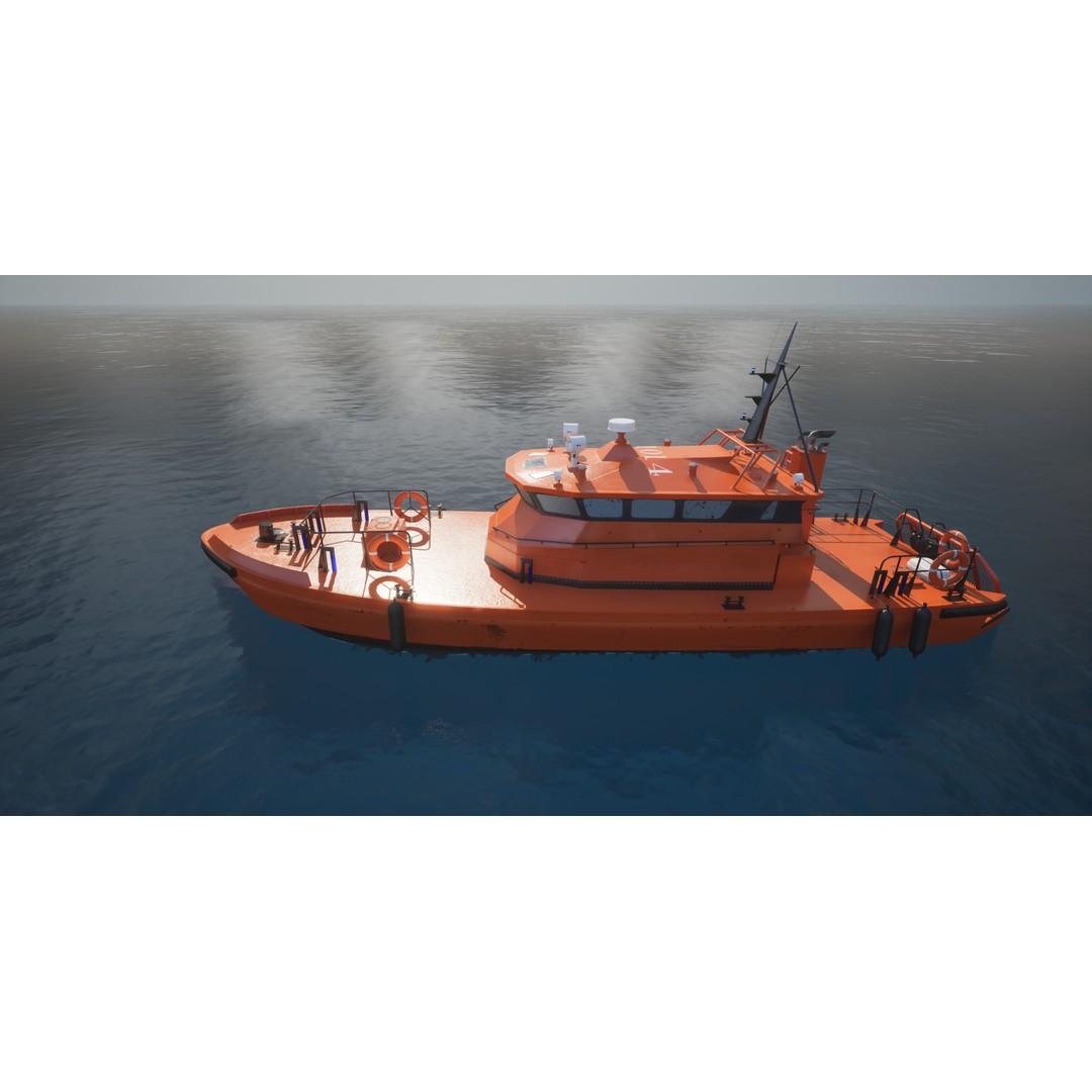 Pilot Boat 3D Model – High Poly Vessel with PBR Textures, FBX - View 3