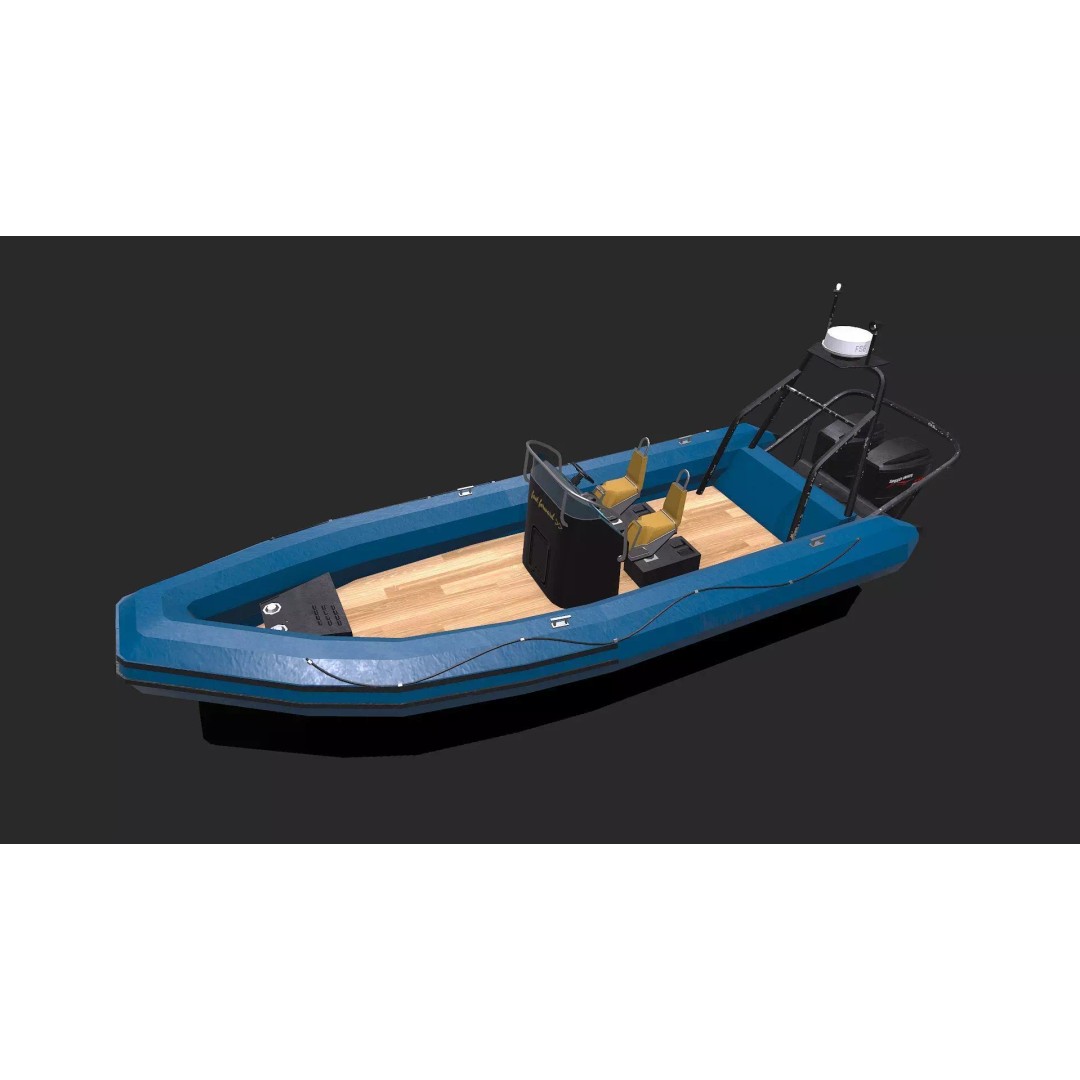 Rigid Inflatable Boat 3D Model – Low Poly PBR Game Asset, FBX, OBJ - View 2