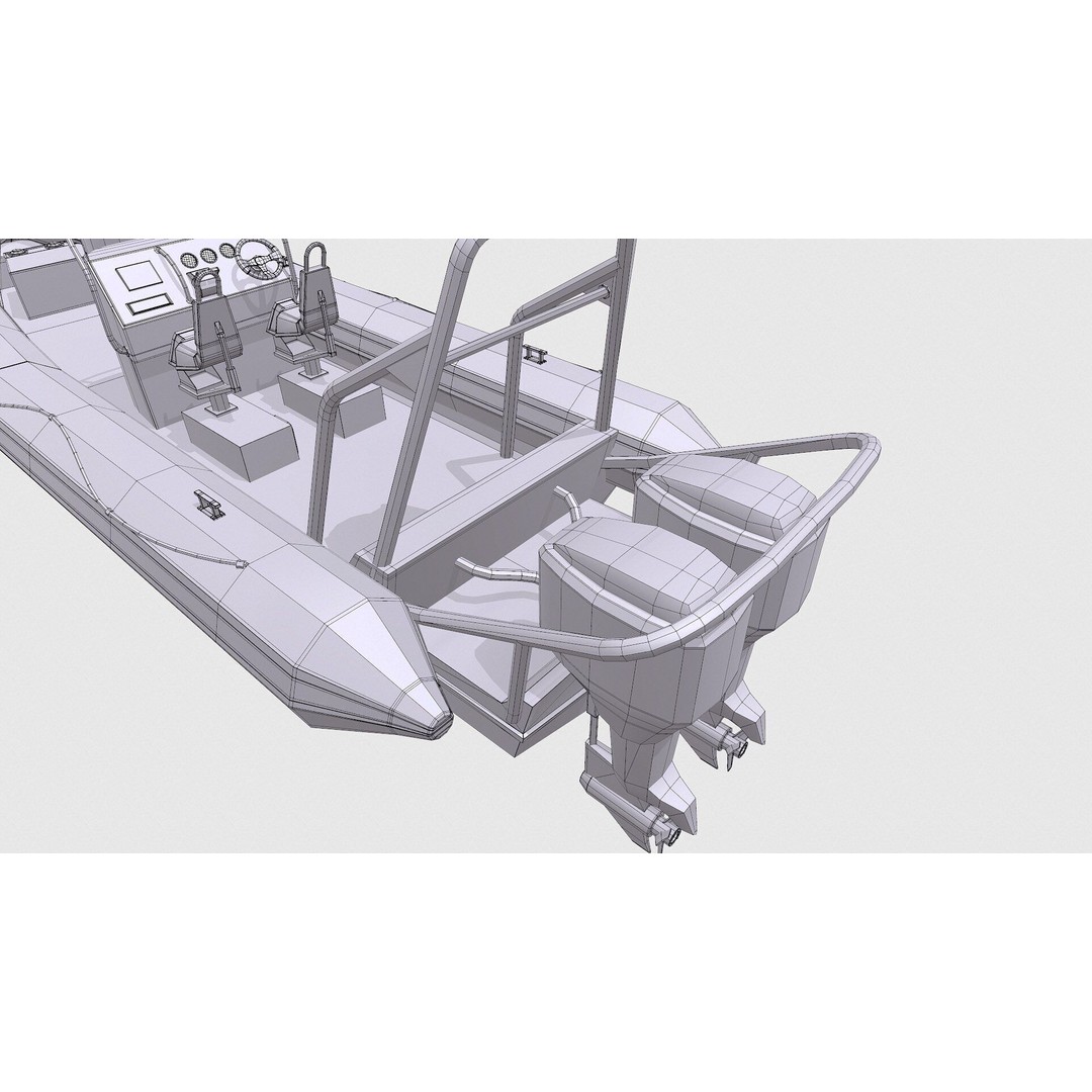 Rigid Inflatable Boat 3D Model – Low Poly PBR Game Asset, FBX, OBJ - View 23