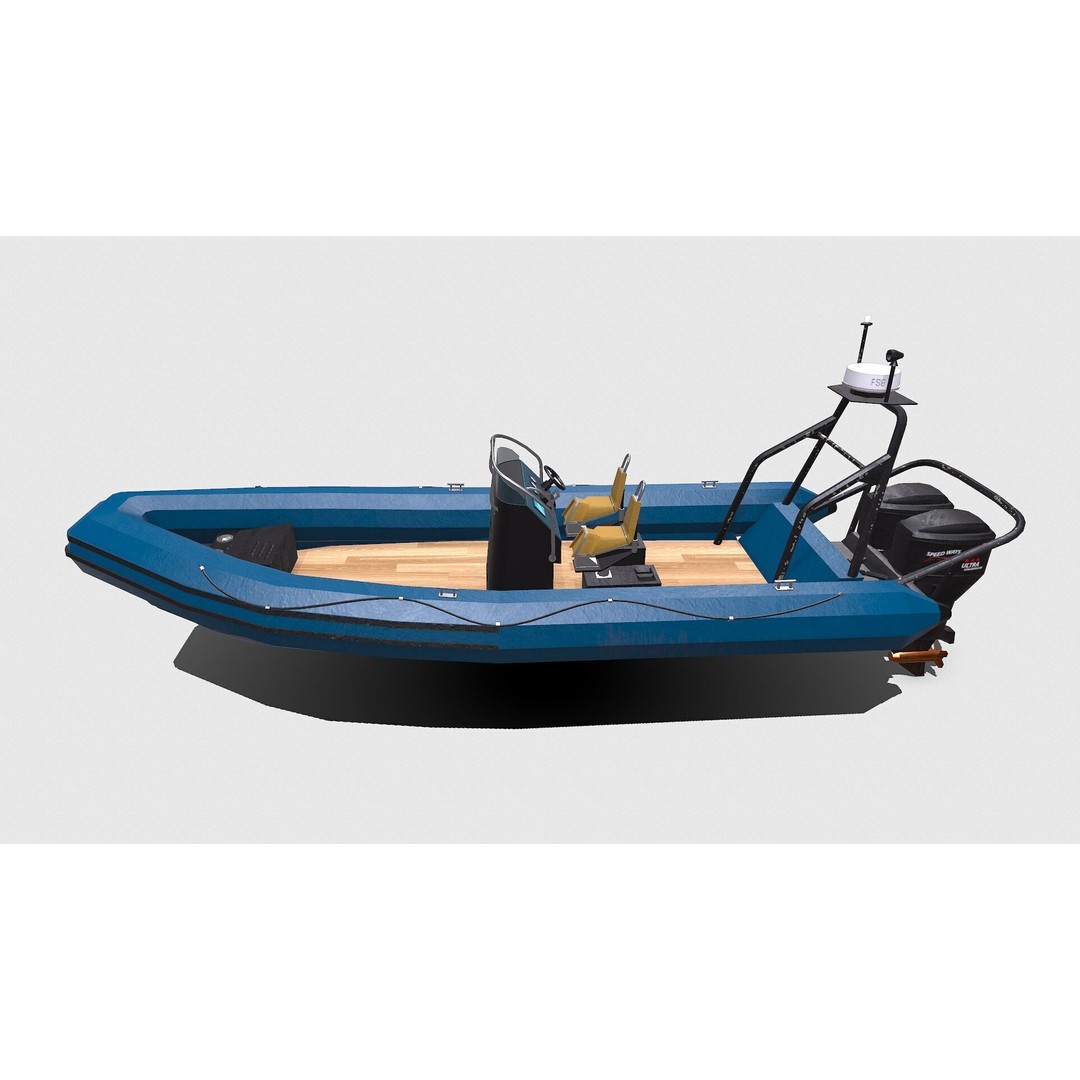 Rigid Inflatable Boat 3D Model – Low Poly PBR Game Asset, FBX, OBJ - View 4