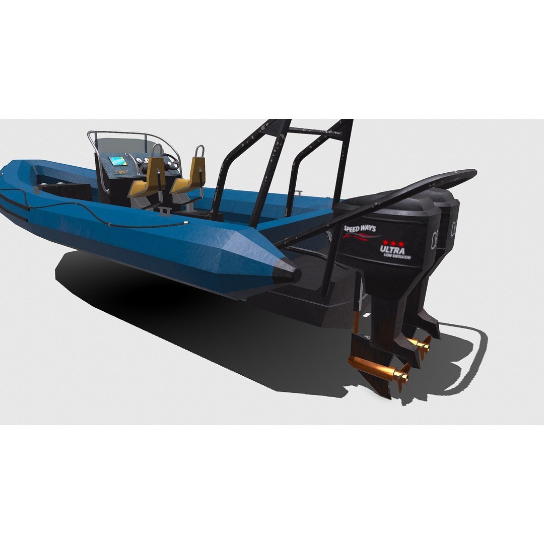Rigid Inflatable Boat 3D Model – Low Poly PBR Game Asset, FBX, OBJ - View 6