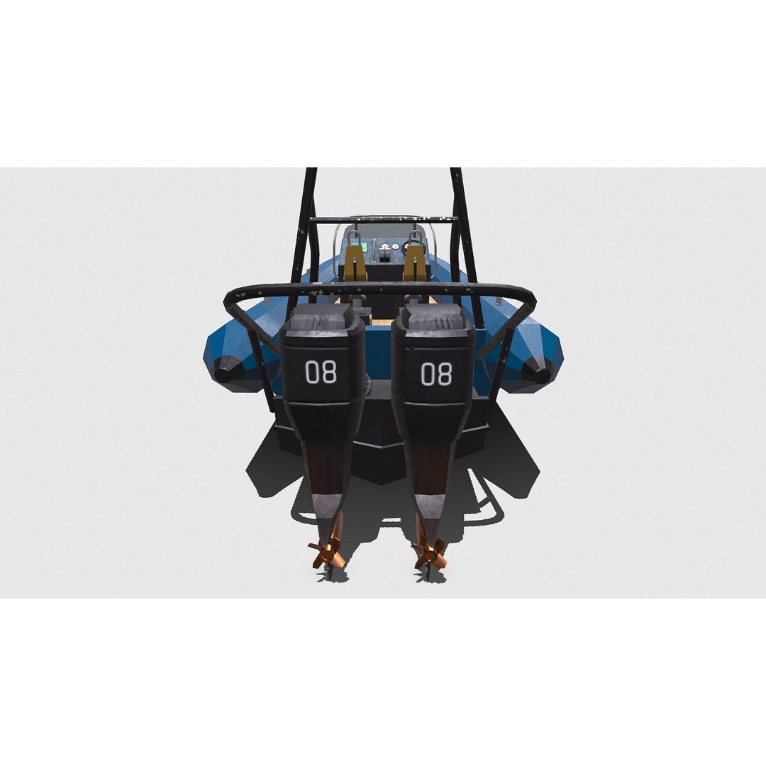 Rigid Inflatable Boat 3D Model – Low Poly PBR Game Asset, FBX, OBJ - View 7