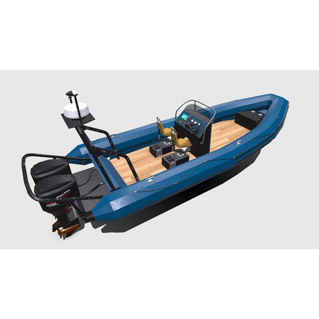 Rigid Inflatable Boat 3D Model – Low Poly PBR Game Asset, FBX, OBJ - View 9