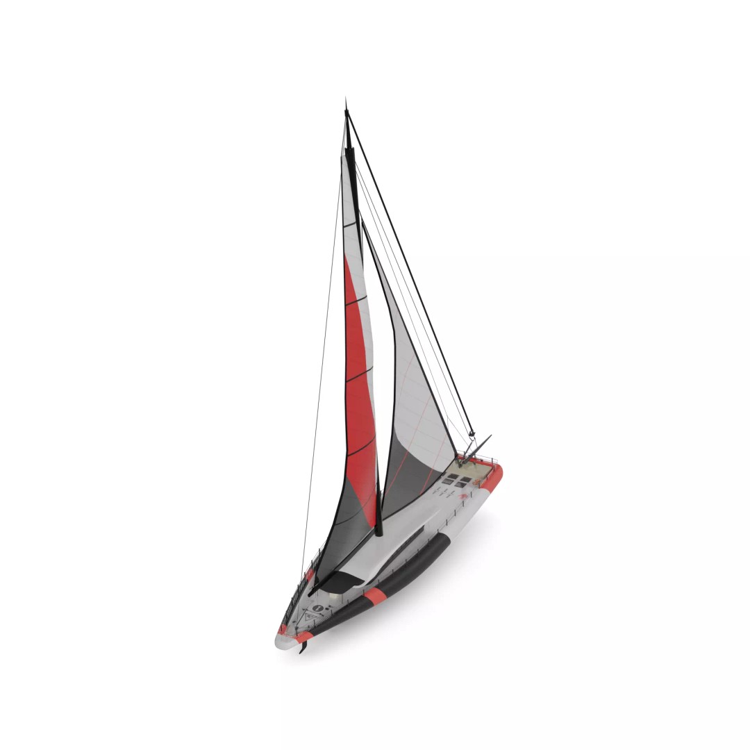 Sailing Yacht 3D Model – Modern Racing Yacht, Game-Ready FBX