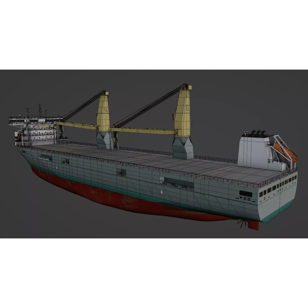 SAL Heavy Lift Vessel 3D Model – Low Poly Industrial Ship, FBX - View 11