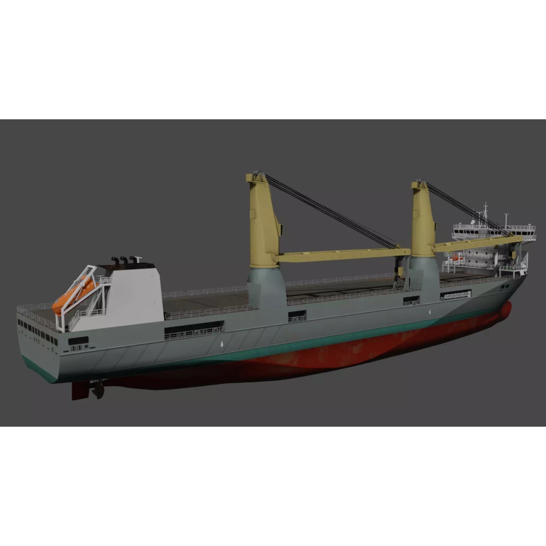 SAL Heavy Lift Vessel 3D Model – Low Poly Industrial Ship, FBX - View 3