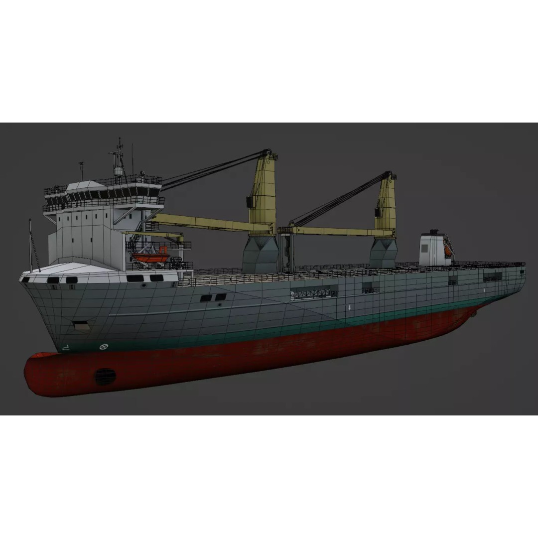 SAL Heavy Lift Vessel 3D Model – Low Poly Industrial Ship, FBX - View 5