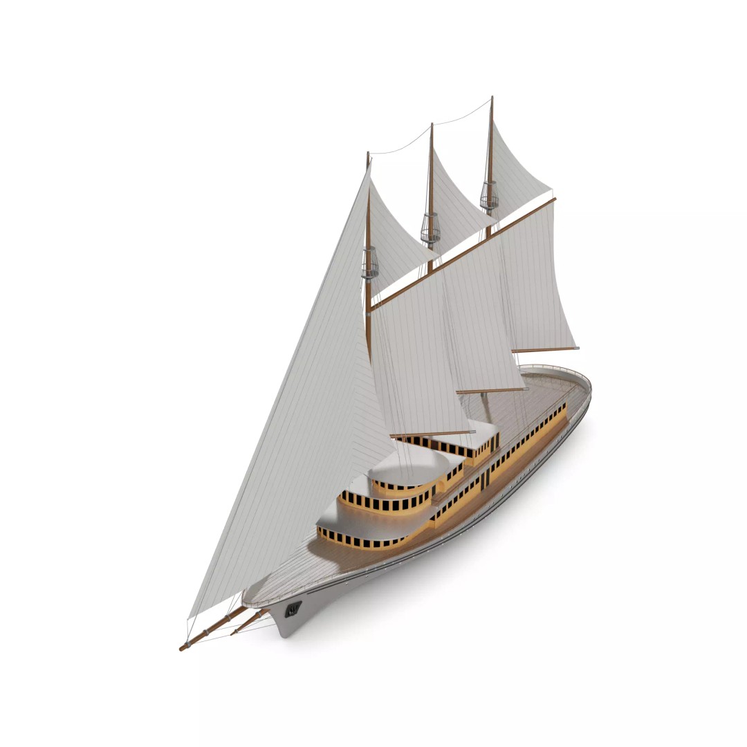 Sailing Yacht 3D Model – Classic Cruising Yacht, PBR Textures, FBX