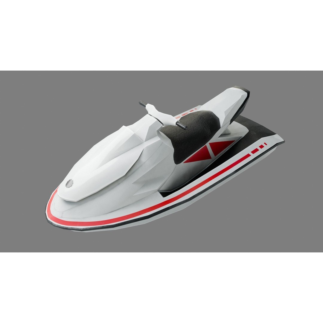 Lowpoly Jetski 3D Model – Optimized Game Asset, FBX, PBR Textures - View 12
