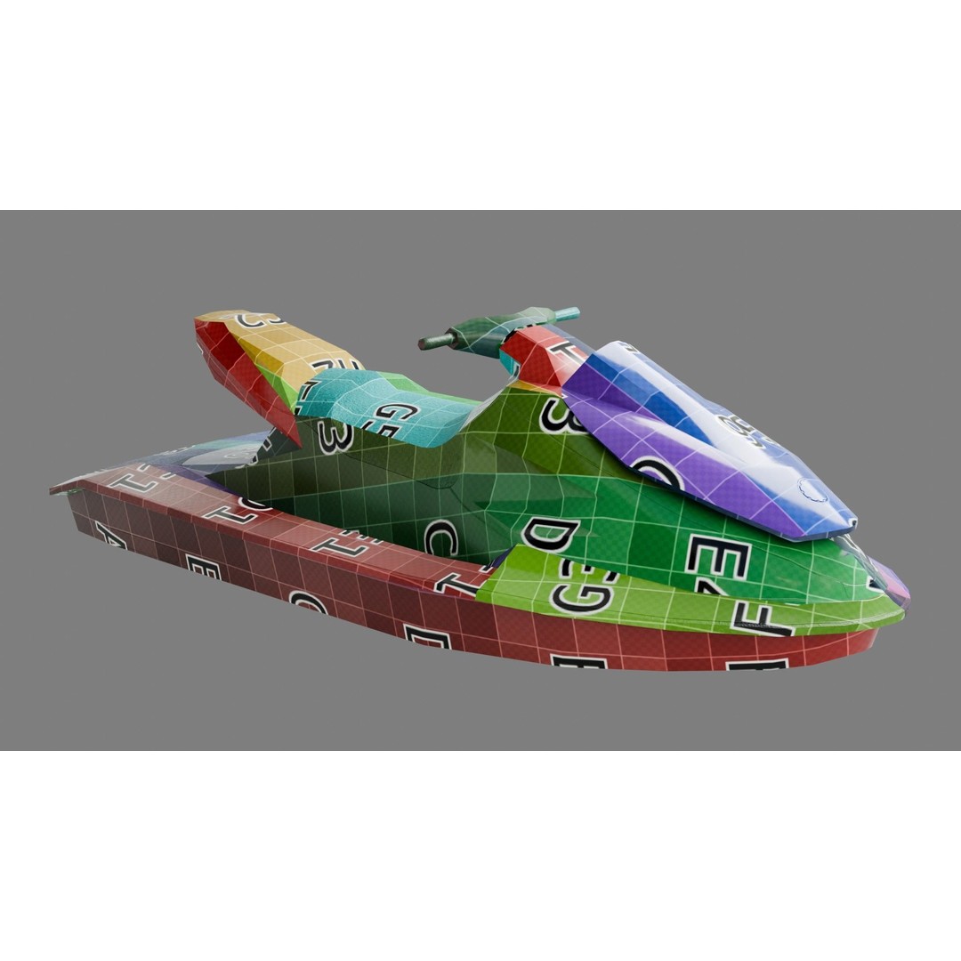 Lowpoly Jetski 3D Model – Optimized Game Asset, FBX, PBR Textures - View 3