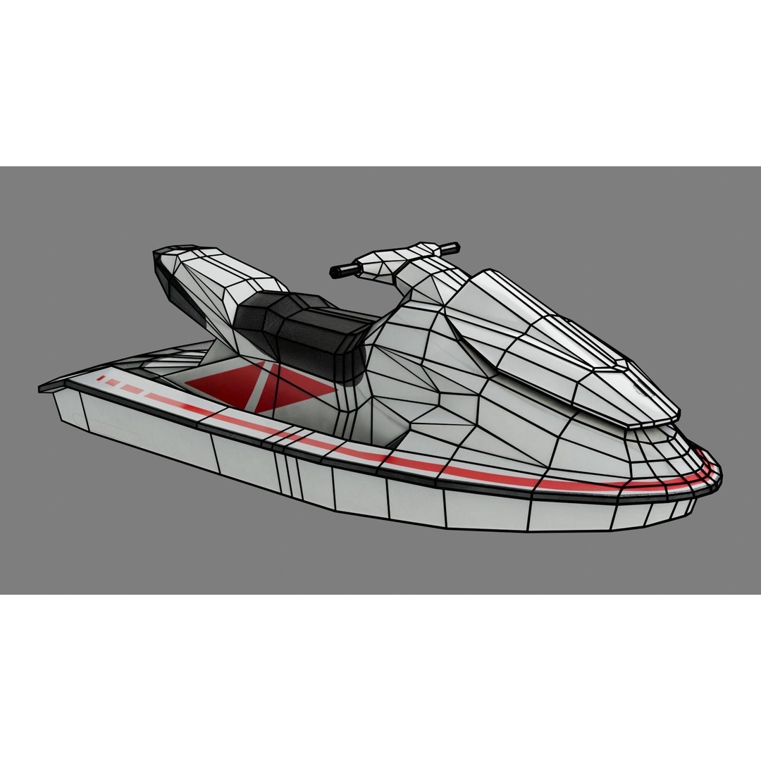 Lowpoly Jetski 3D Model – Optimized Game Asset, FBX, PBR Textures - View 4