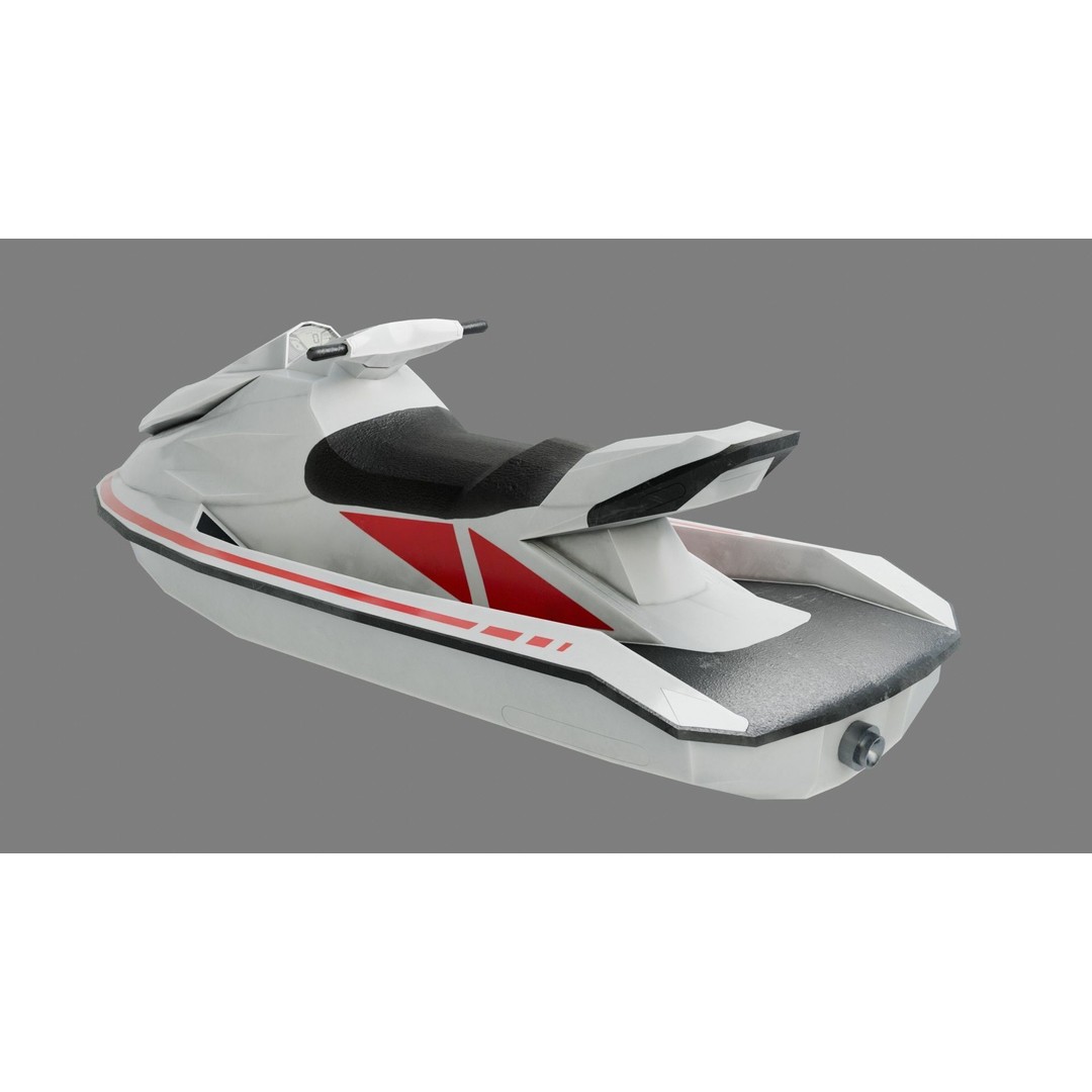 Lowpoly Jetski 3D Model – Optimized Game Asset, FBX, PBR Textures - View 6