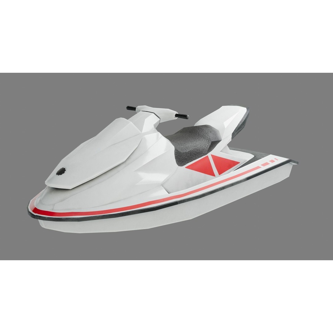 Lowpoly Jetski 3D Model – Optimized Game Asset, FBX, PBR Textures - View 7