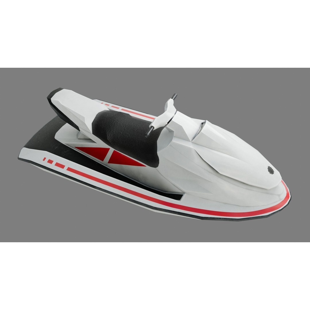 Lowpoly Jetski 3D Model – Optimized Game Asset, FBX, PBR Textures - View 8