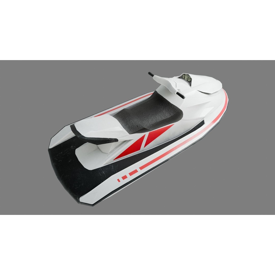 Lowpoly Jetski 3D Model – Optimized Game Asset, FBX, PBR Textures - View 9