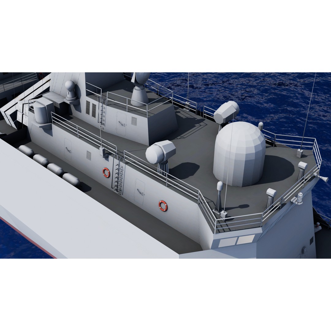 054A Frigate Ship 3D Model – Low Poly Military Watercraft, FBX, OBJ - View 10