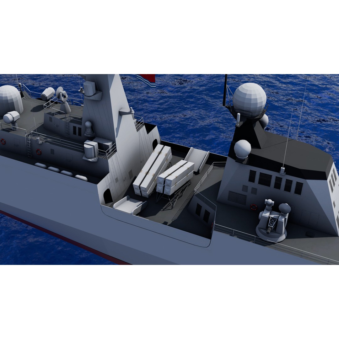 054A Frigate Ship 3D Model – Low Poly Military Watercraft, FBX, OBJ - View 11