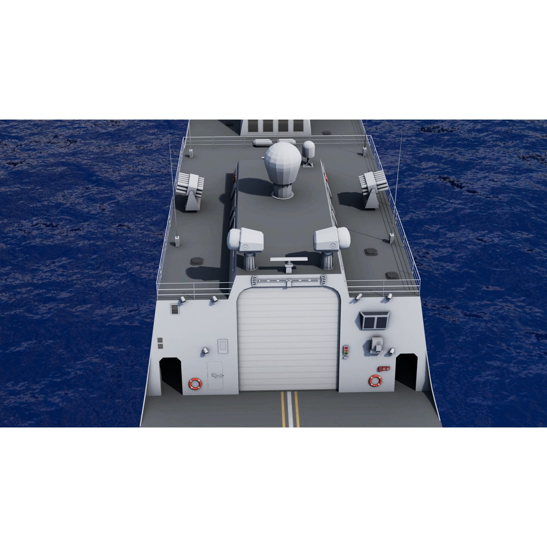 054A Frigate Ship 3D Model – Low Poly Military Watercraft, FBX, OBJ - View 12