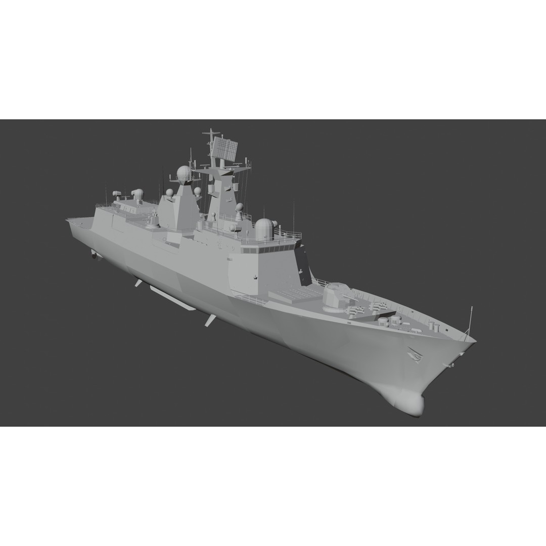 054A Frigate Ship 3D Model – Low Poly Military Watercraft, FBX, OBJ - View 14