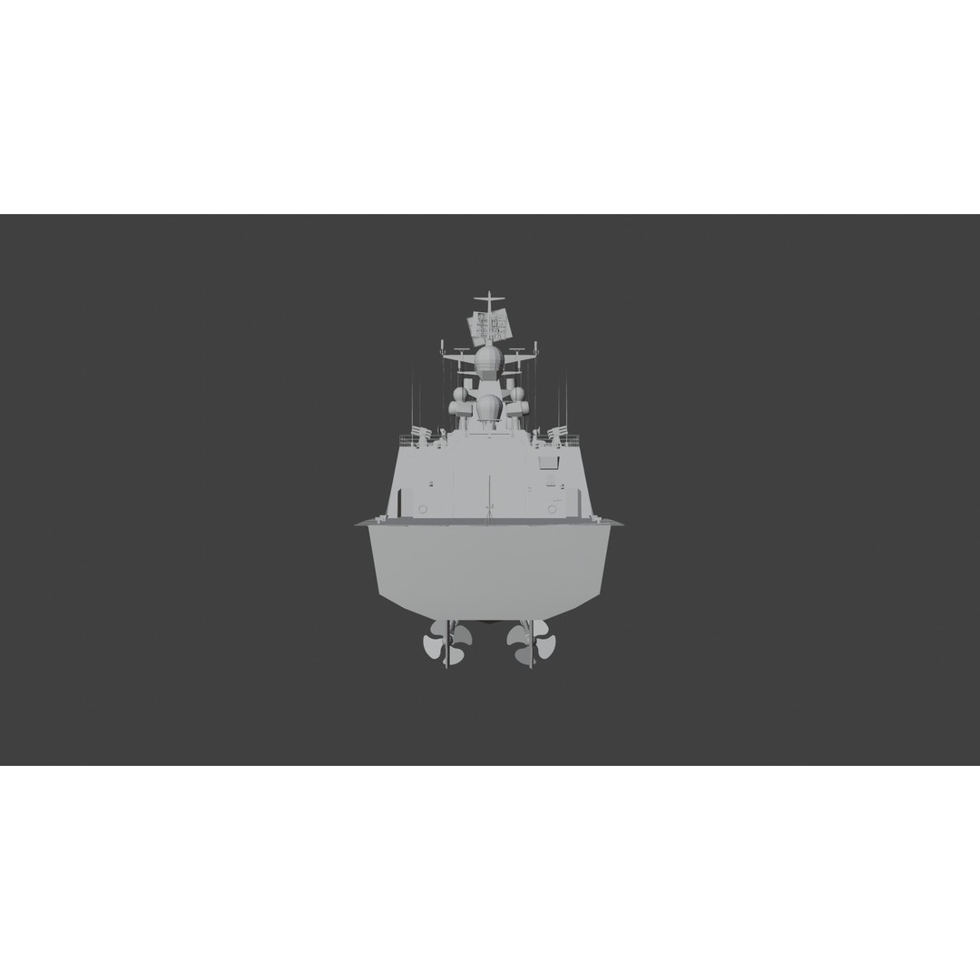 054A Frigate Ship 3D Model – Low Poly Military Watercraft, FBX, OBJ - View 19