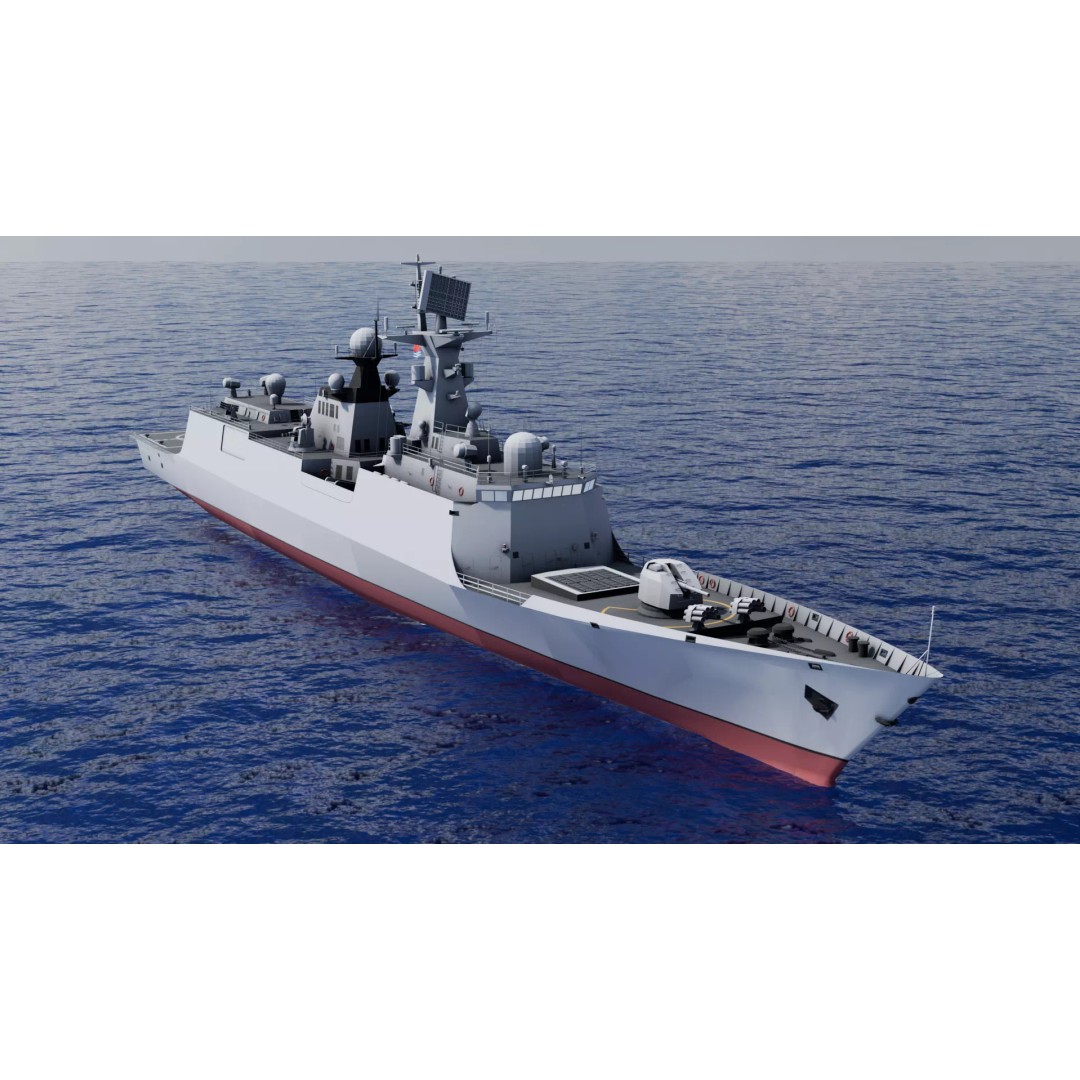 054A Frigate Ship 3D Model – Low Poly Military Watercraft, FBX, OBJ - View 2