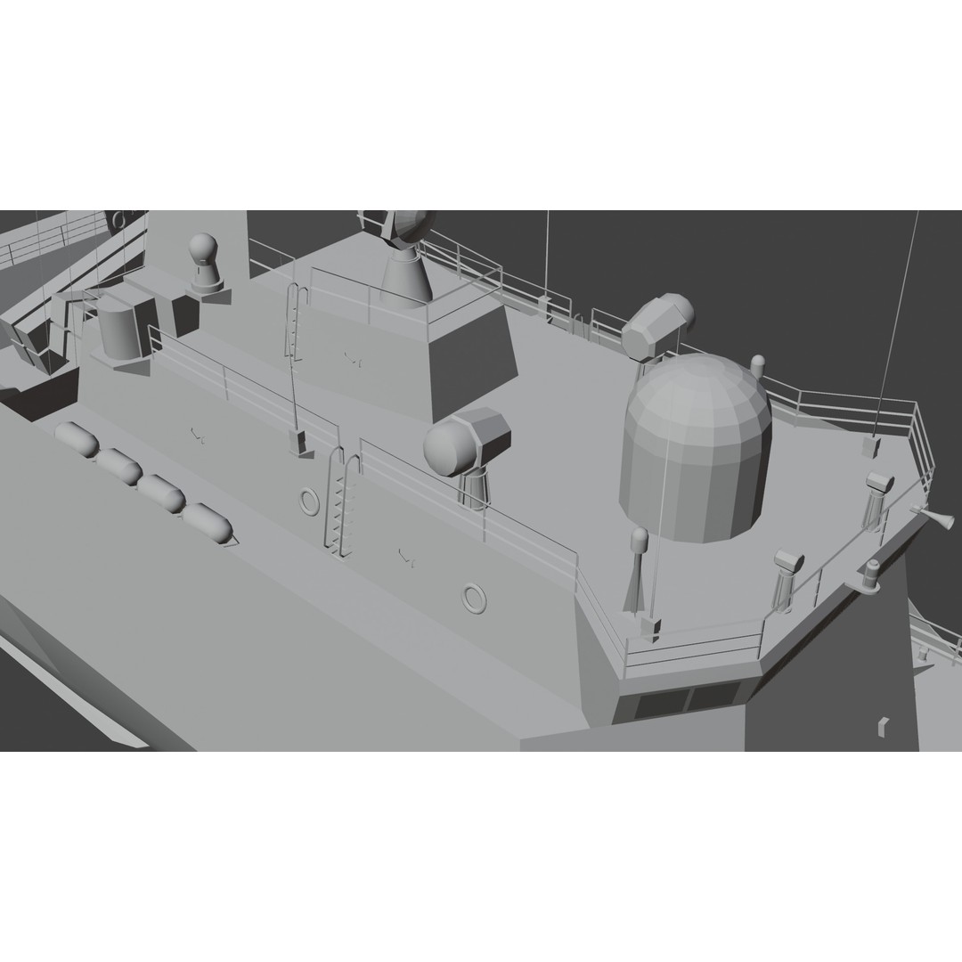 054A Frigate Ship 3D Model – Low Poly Military Watercraft, FBX, OBJ - View 22