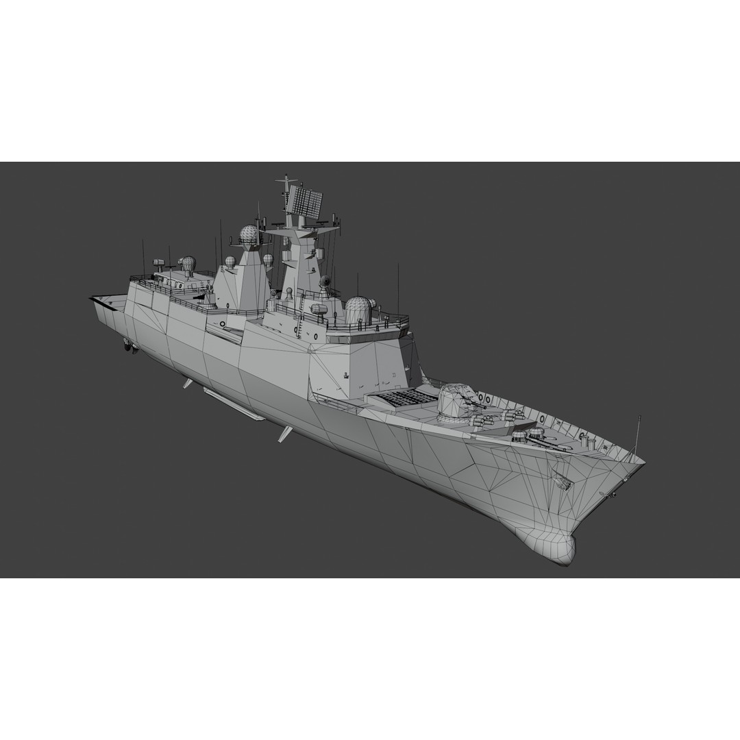 054A Frigate Ship 3D Model – Low Poly Military Watercraft, FBX, OBJ - View 26