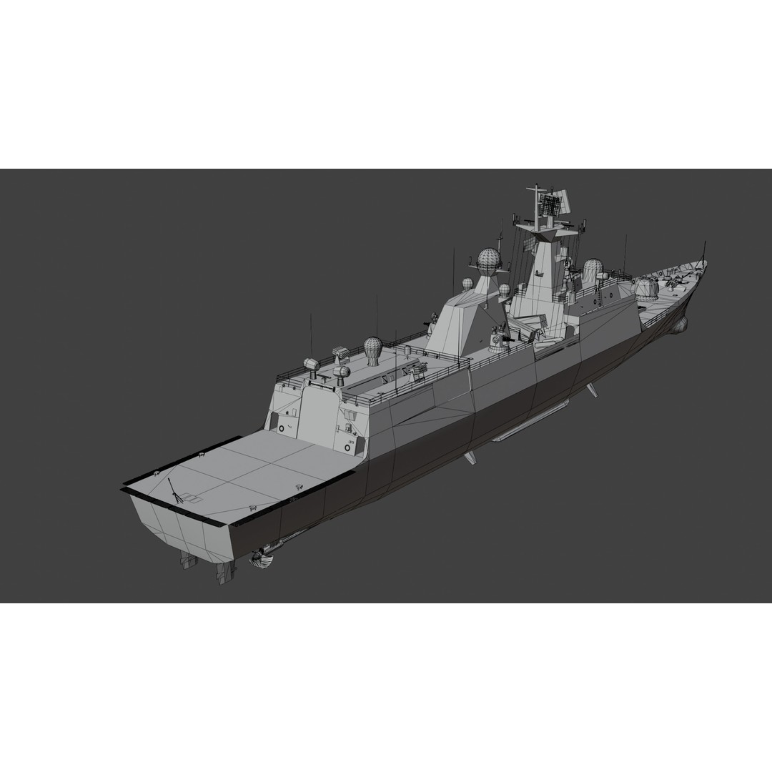 054A Frigate Ship 3D Model – Low Poly Military Watercraft, FBX, OBJ - View 27