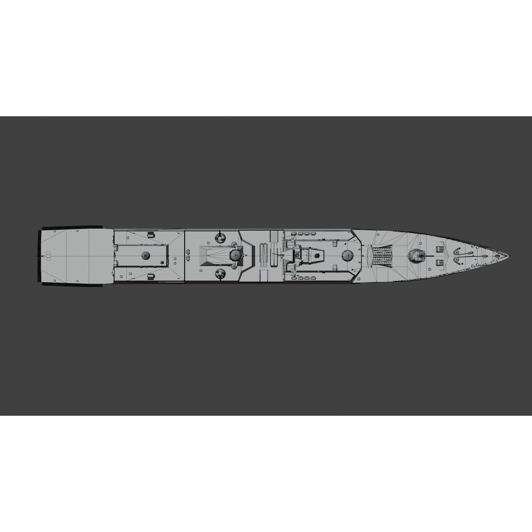 054A Frigate Ship 3D Model – Low Poly Military Watercraft, FBX, OBJ - View 28