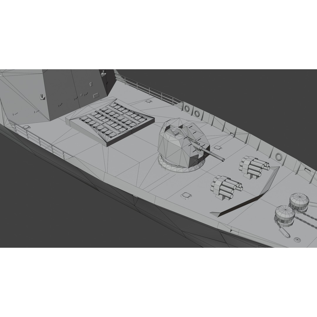 054A Frigate Ship 3D Model – Low Poly Military Watercraft, FBX, OBJ - View 33