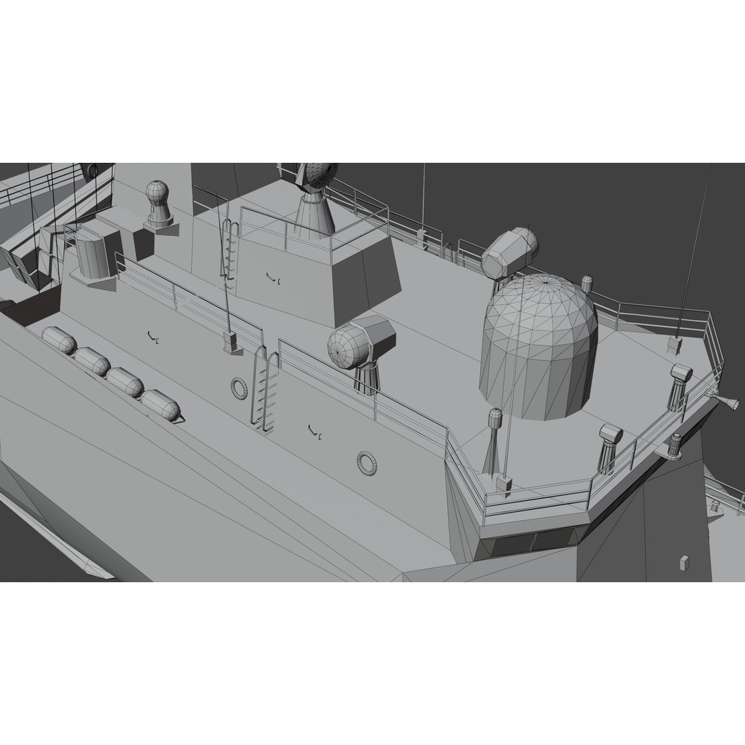 054A Frigate Ship 3D Model – Low Poly Military Watercraft, FBX, OBJ - View 34