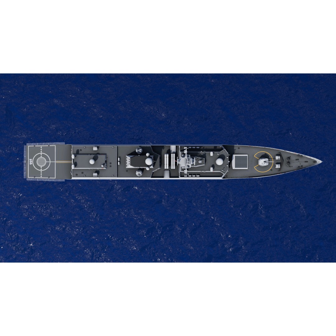 054A Frigate Ship 3D Model – Low Poly Military Watercraft, FBX, OBJ - View 4