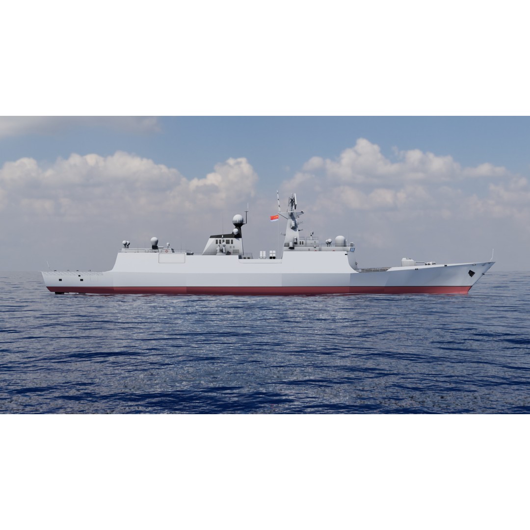 054A Frigate Ship 3D Model – Low Poly Military Watercraft, FBX, OBJ - View 5